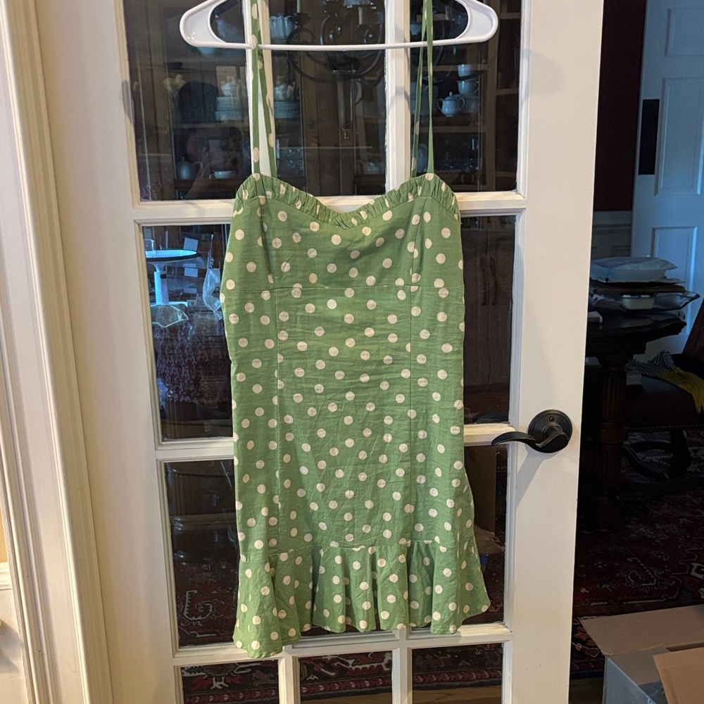 Zara Green Dress with White Polka Dots